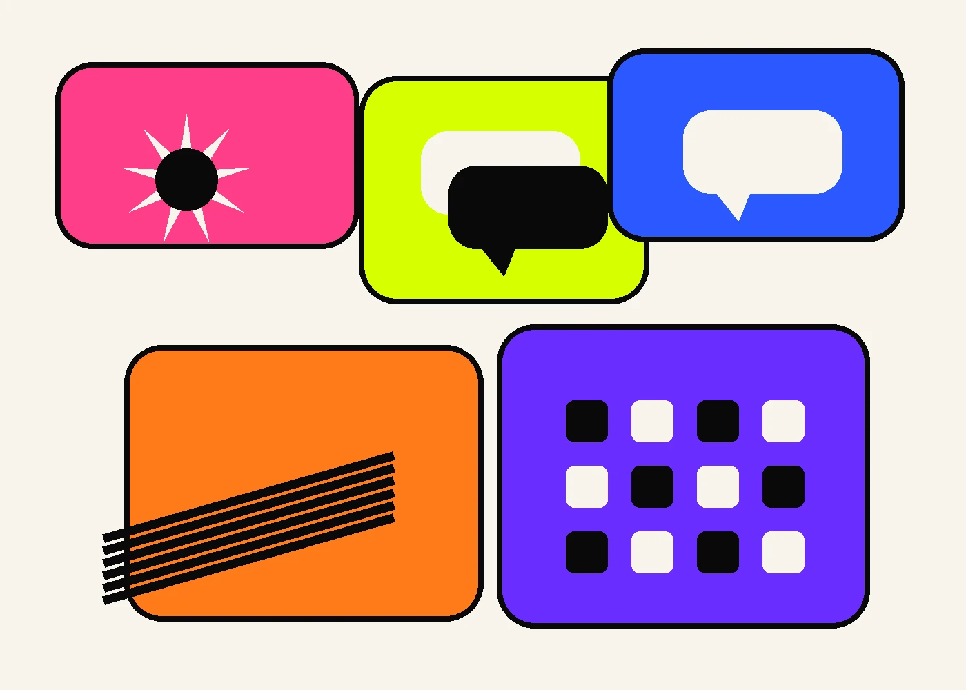 Colorful modular promotional planning artwork